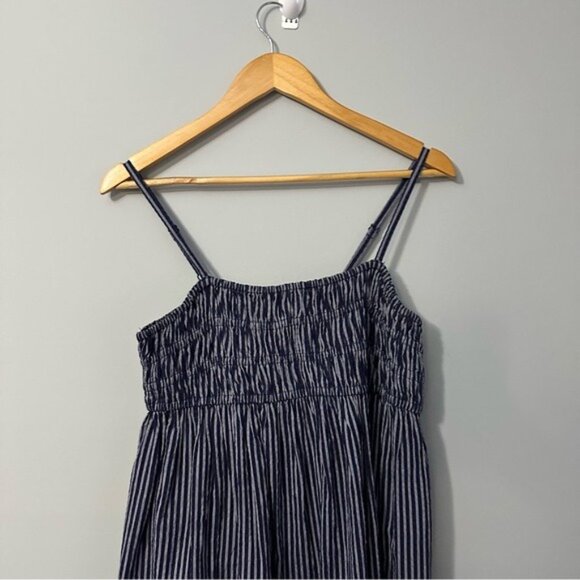 A New Day Striped Maxi Dress Blue White Smocked Sundress Coastal Prep Size Small - Picture 4 of 10